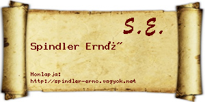 Spindler Ernő névjegykártya